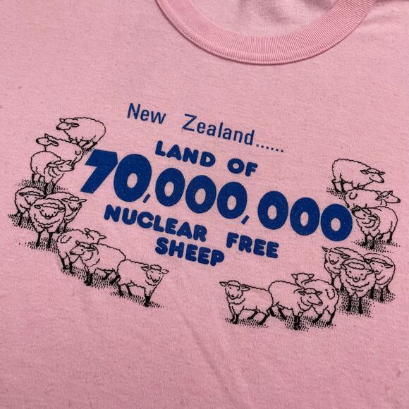 Rare VTG 80s New Zealand T-Shirt, Pink, Size M, Made in New Zealand, Seabreeze - Picture 2 of 6